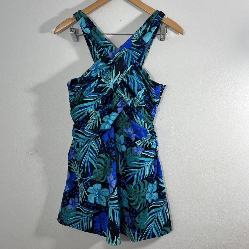 Swimsuits for All Swim Dress Womens 16 Multi Tropical Swimwear Tankini Top